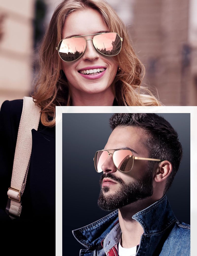 LUENX Aviator Sunglasses for Men Women Polarized New Shades Large Metal Frame - UV 400 Protection - Image 2